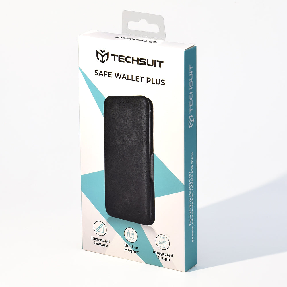 Custodia per Samsung Galaxy S25 FE, Techsuit, Safe Wallet Plus, Nera