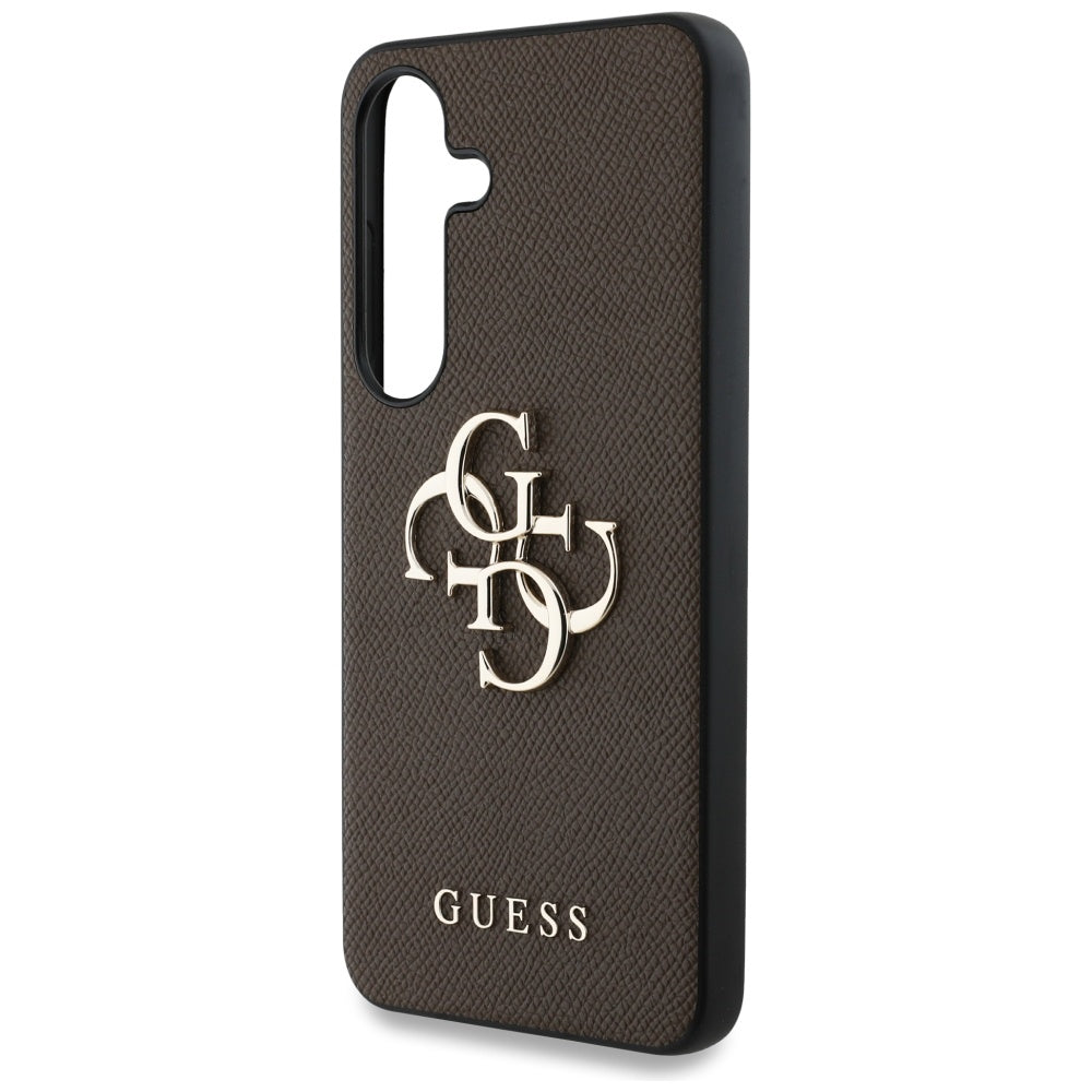 Custodia per Samsung Galaxy S25+ S936, Guess, 4G Grained Big and Classic Logo, Marrone