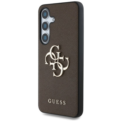 Custodia per Samsung Galaxy S25+ S936, Guess, 4G Grained Big and Classic Logo, Marrone