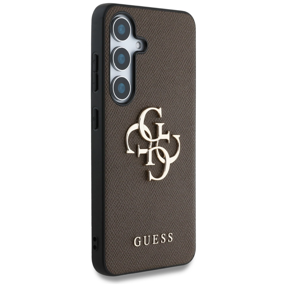Custodia per Samsung Galaxy S25+ S936, Guess, 4G Grained Big and Classic Logo, Marrone