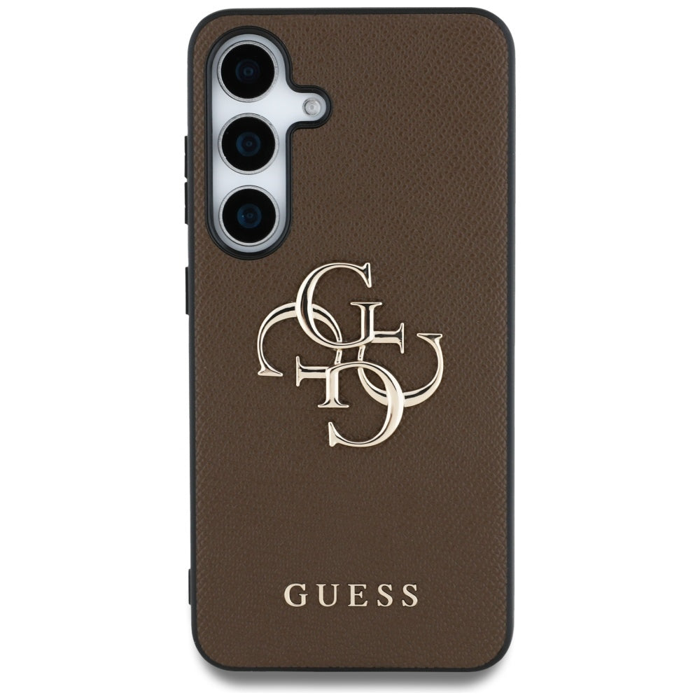 Custodia per Samsung Galaxy S25+ S936, Guess, 4G Grained Big and Classic Logo, Marrone