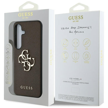 Custodia per Samsung Galaxy S25+ S936, Guess, 4G Grained Big and Classic Logo, Marrone