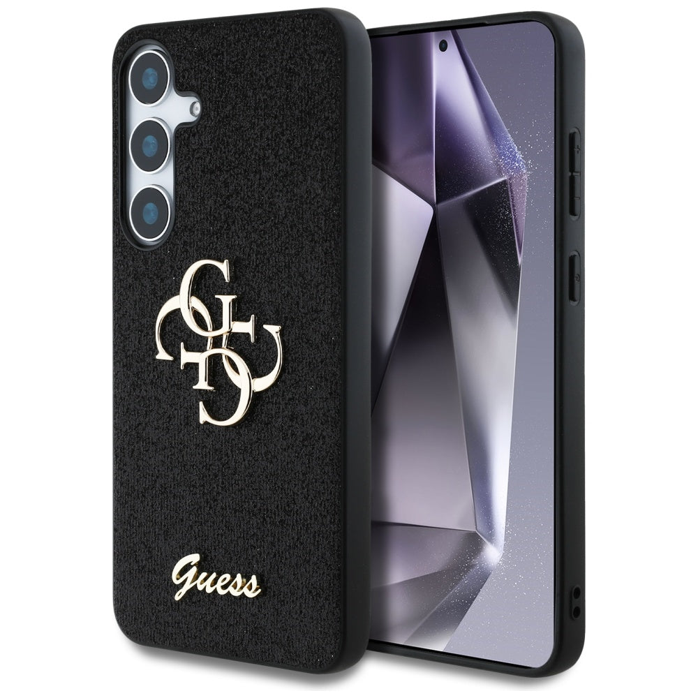 Custodia per Samsung Galaxy S25+ S936, Guess, Glitter Big 4G Script, Nera