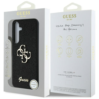 Custodia per Samsung Galaxy S25+ S936, Guess, Glitter Big 4G Script, Nera