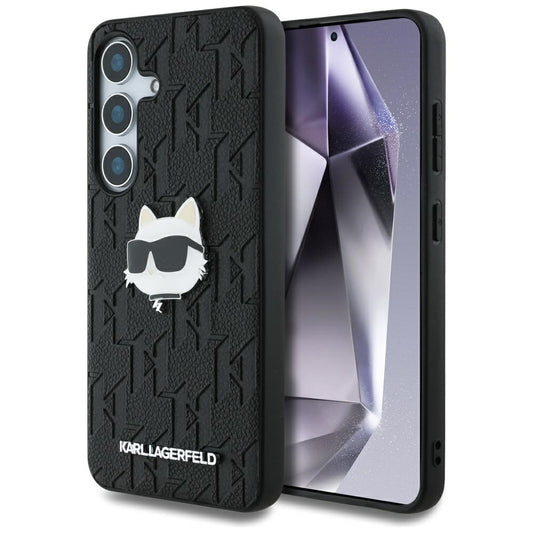 Custodia per Samsung Galaxy S25+ S936, Karl Lagerfeld, Monogram Choupette's Head, Nera