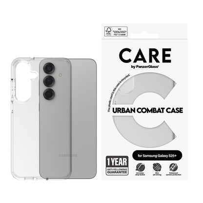 Custodia per Samsung Galaxy S25+ S936, PanzerGlass, Care Urban Combat, Trasparente