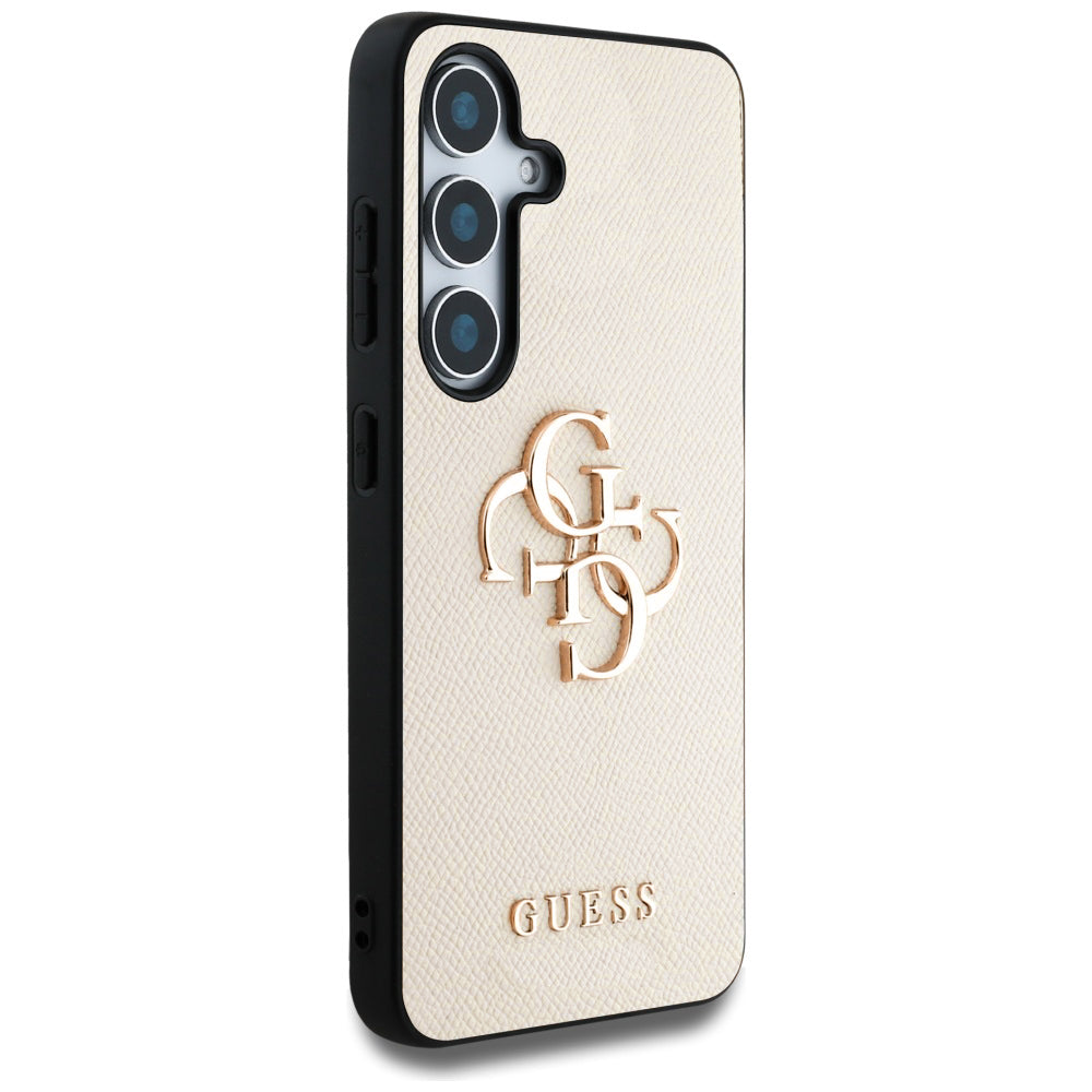 Custodia per Samsung Galaxy S25 S931, Guess, 4G Grained Big and Classic Logo, Beige