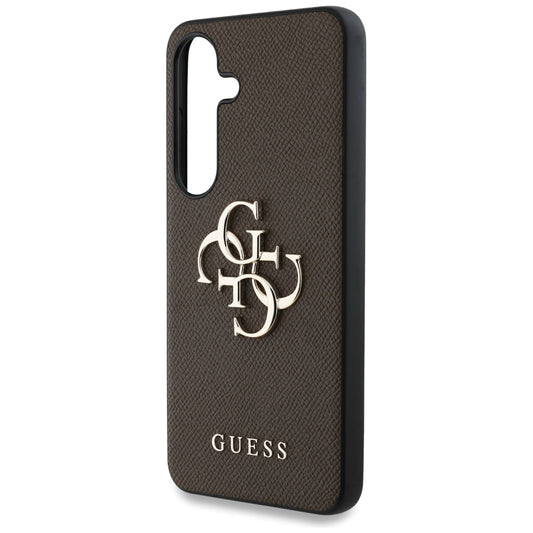 Custodia per Samsung Galaxy S25 S931, Guess, 4G Grained Big and Classic Logo, Marrone