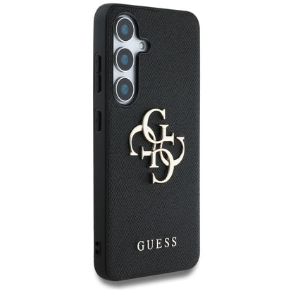Custodia per Samsung Galaxy S25 S931, Guess, 4G Grained Big and Classic Logo, Nera