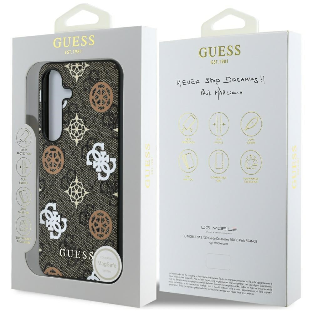 Custodia per Samsung Galaxy S25 S931, Guess, 4G Peony, Marrone
