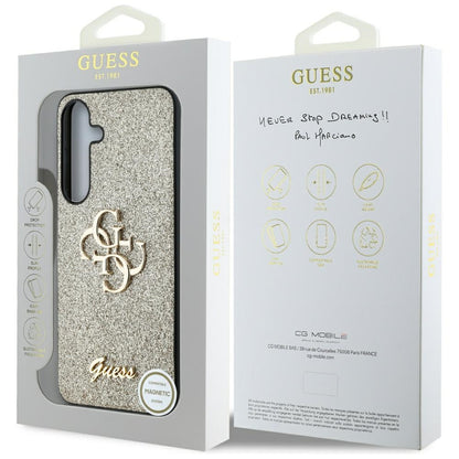 Custodia per Samsung Galaxy S25 S931, Guess, Glitter Big 4G Script, Dorata