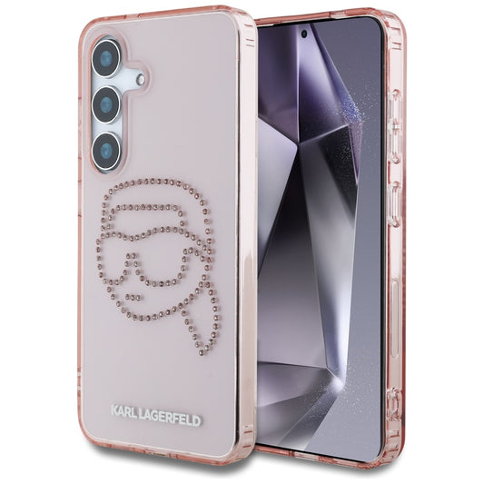 Custodia per Samsung Galaxy S25 S931, Karl Lagerfeld, IML Rhinestones Karl's Head, Rosa
