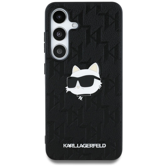 Custodia per Samsung Galaxy S25 S931, Karl Lagerfeld, Monogram Choupette's Head, Nera