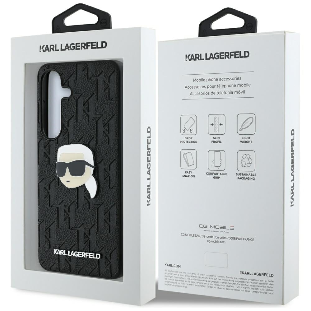 Custodia per Samsung Galaxy S25 S931, Karl Lagerfeld, Monogram Karl's Head, Nera