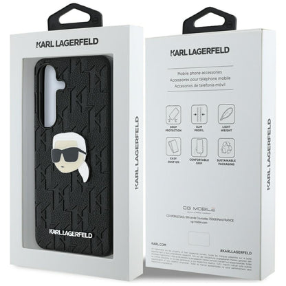 Custodia per Samsung Galaxy S25 S931, Karl Lagerfeld, Monogram Karl's Head, Nera