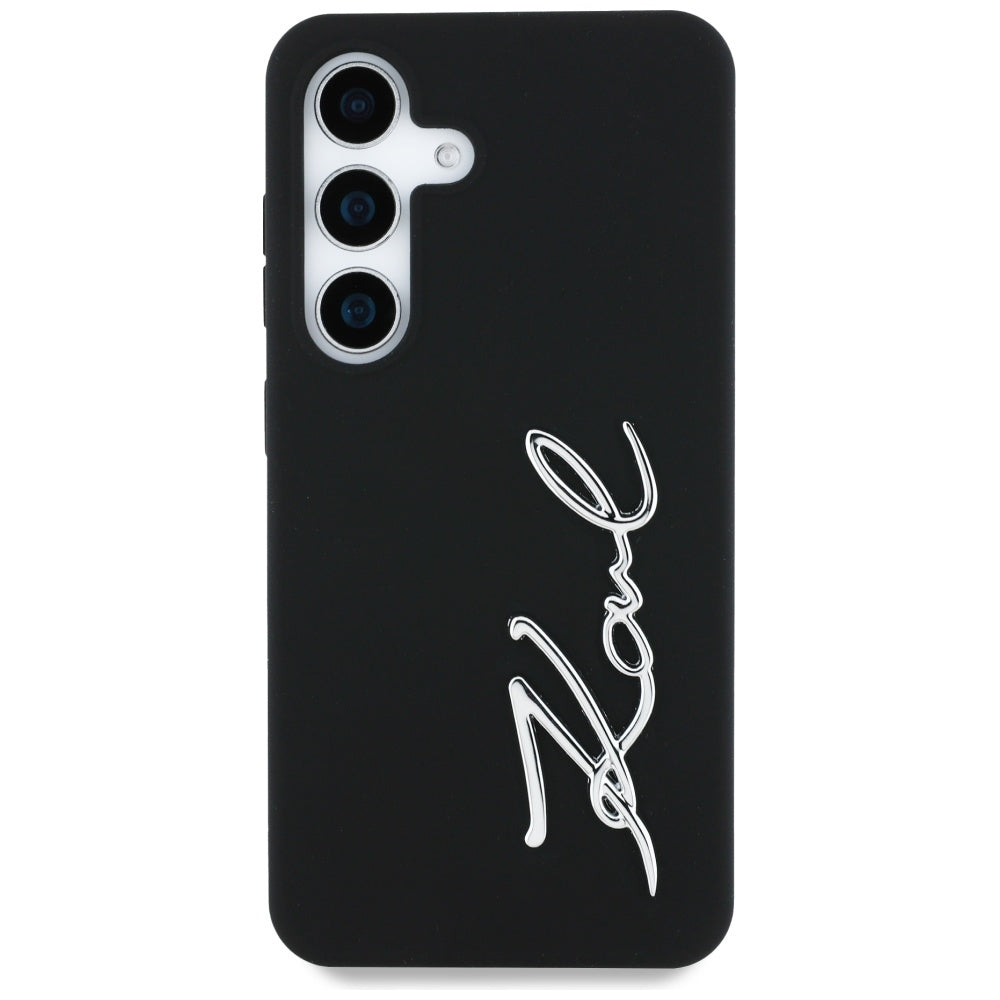 Custodia per Samsung Galaxy S25 S931, Karl Lagerfeld, Silicone Sign Metal Logo, Nera