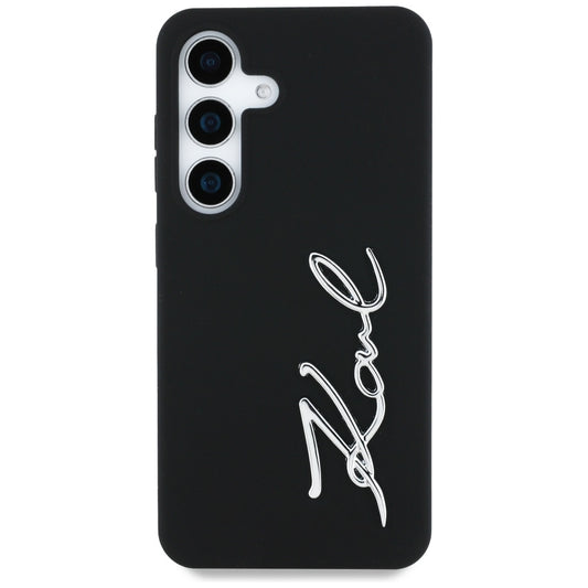 Custodia per Samsung Galaxy S25 S931, Karl Lagerfeld, Silicone Sign Metal Logo, Nera