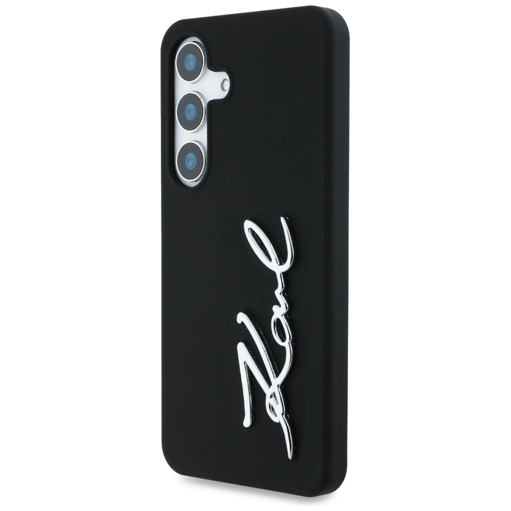 Custodia per Samsung Galaxy S25 S931, Karl Lagerfeld, Silicone Sign Metal Logo, Nera