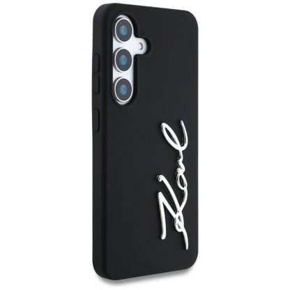 Custodia per Samsung Galaxy S25 S931, Karl Lagerfeld, Silicone Sign Metal Logo, Nera