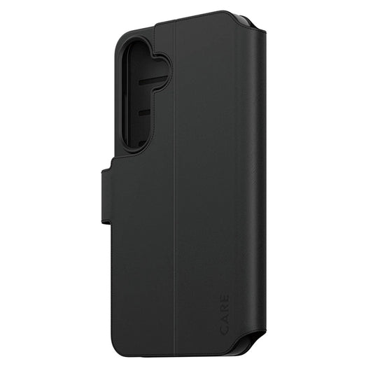 Custodia per Samsung Galaxy S25 S931, PanzerGlass, Care Feature Kickstand Wallet, Nera