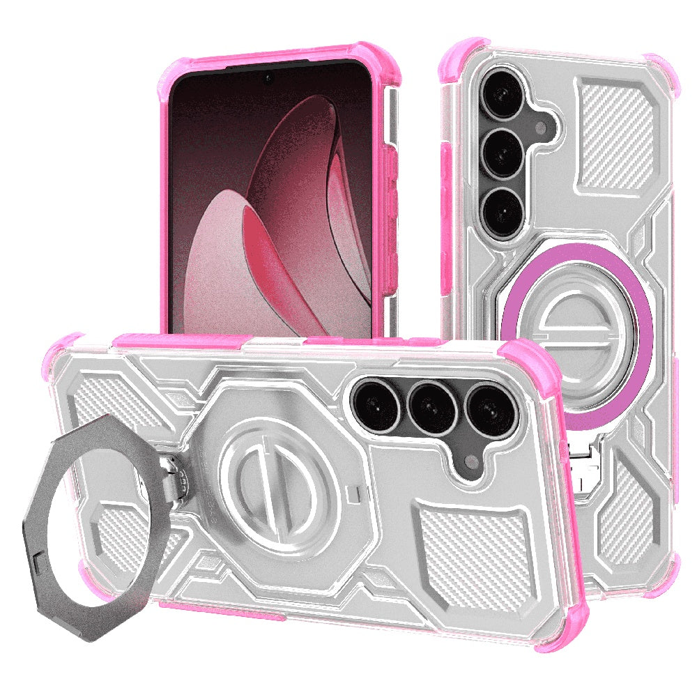 Custodia per Samsung Galaxy S25 S931, Techsuit, Carbon Shield Pro, Rosa
