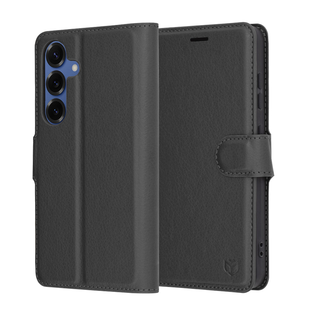 Custodia per Samsung Galaxy S25 S931, Techsuit, Leather Folio, Nera