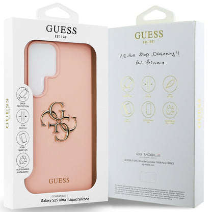 Custodia per Samsung Galaxy S25 Ultra S938, Guess, 4G Grained Big and Classic Logo, Rosa