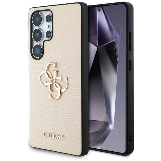 Custodia per Samsung Galaxy S25 Ultra S938, Guess, 4G Grained Big and Classic Logo, Beige