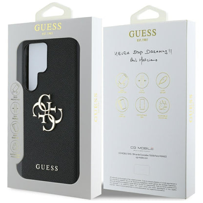 Custodia per Samsung Galaxy S25 Ultra S938, Guess, 4G Grained Big and Classic Logo, Nera