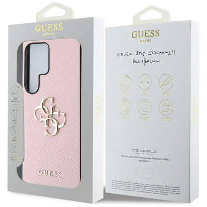 Custodia per Samsung Galaxy S25 Ultra S938, Guess, 4G Grained Big and Classic Logo, Rosa