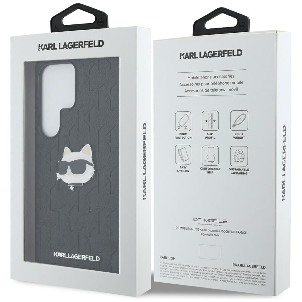 Custodia per Samsung Galaxy S25 Ultra S938, Karl Lagerfeld, Monogram Choupette's Head, Nera