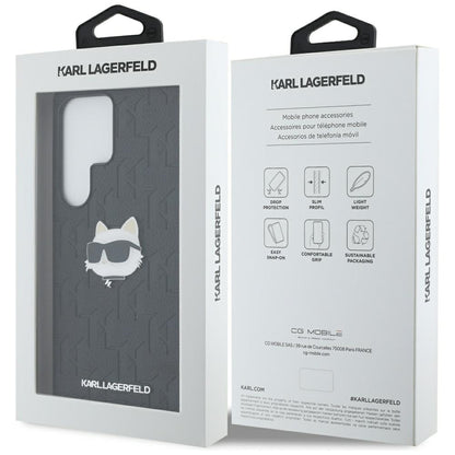Custodia per Samsung Galaxy S25 Ultra S938, Karl Lagerfeld, Monogram Choupette's Head, Nera