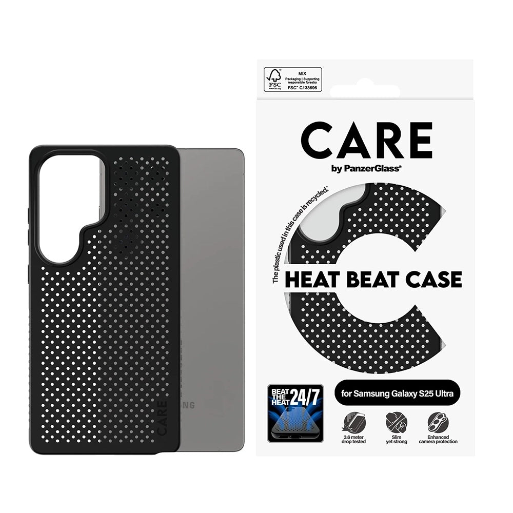 Custodia per Samsung Galaxy S25 Ultra S938, PanzerGlass, Care Feature Heat Beat, Nera