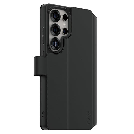 Custodia per Samsung Galaxy S25 Ultra S938, PanzerGlass, Care Feature Kickstand Wallet, Nera