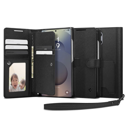 Custodia per Samsung Galaxy S25 Ultra S938, Spigen, Wallet S, Nera ACS09124
