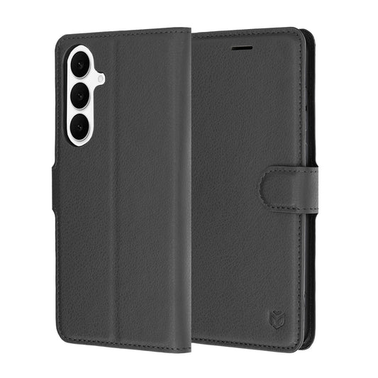 Custodia per Samsung Galaxy S26 FE / S25 FE, Techsuit, Leather Folio, Nera
