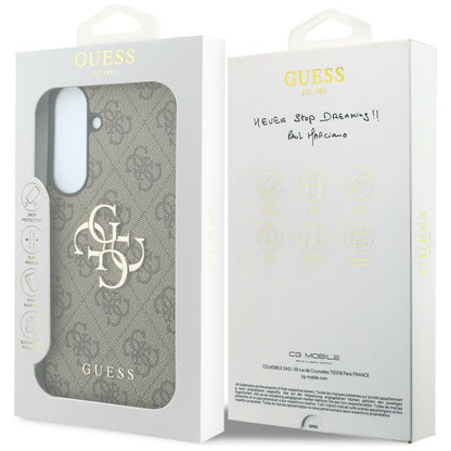 Custodia per Samsung Galaxy S26 FE S741, Guess, Logo Metallico 4G, Marrone