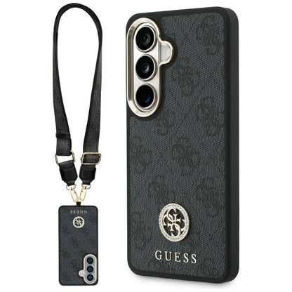 Custodia per Samsung Galaxy S26 S942, GUESS, 4G Big Rhinestone Triangle Strap, Nera