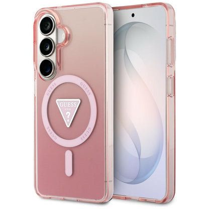 Custodia MagSafe per Samsung Galaxy S26 S942, Guess, IML Gradient Triangle Logo, Rosa