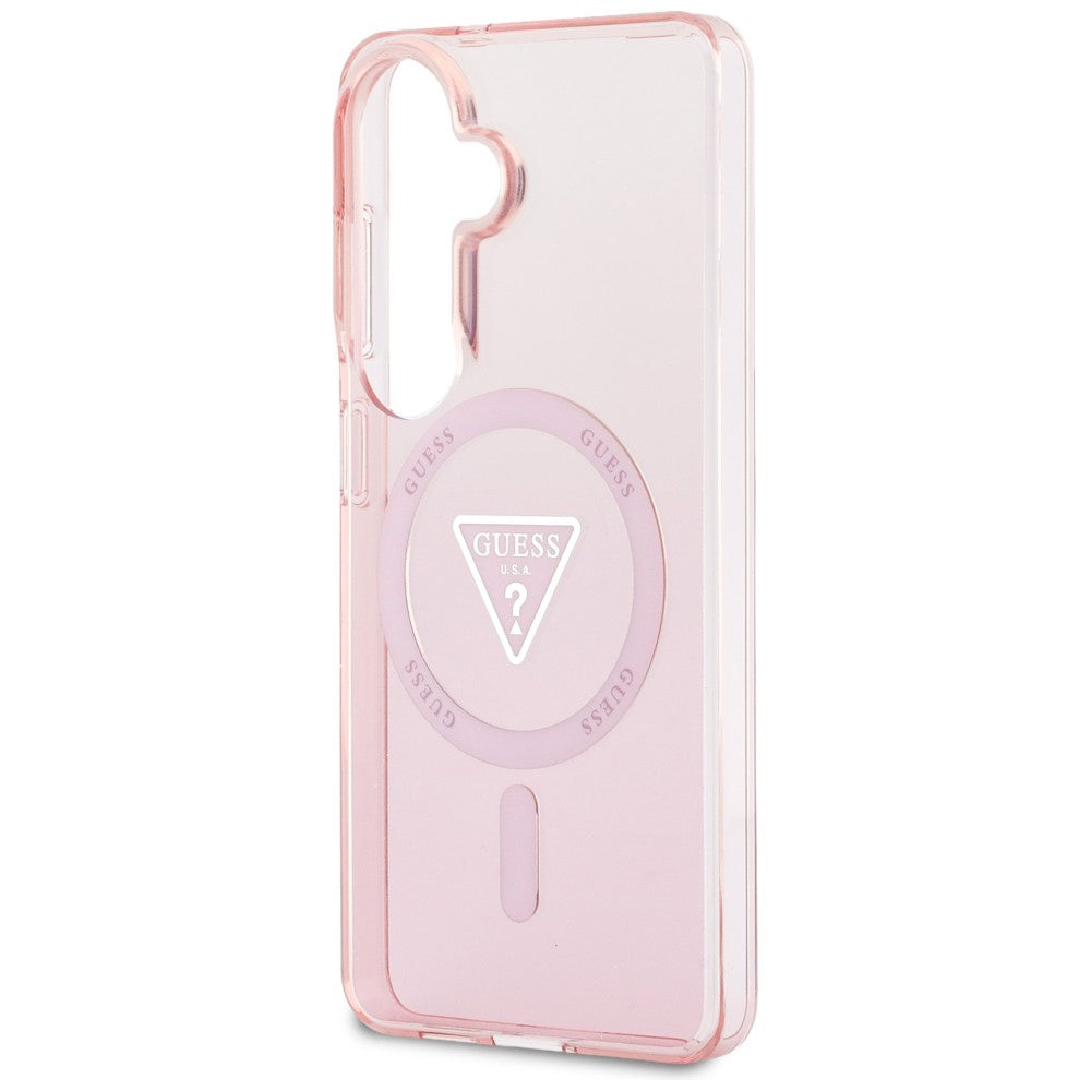 Custodia MagSafe per Samsung Galaxy S26 S942, Guess, IML Gradient Triangle Logo, Rosa
