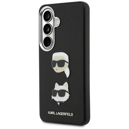 Custodia per Samsung Galaxy S26 S942, Karl Lagerfeld, Saffiano Karl & Choupette's Head Pin, Nera