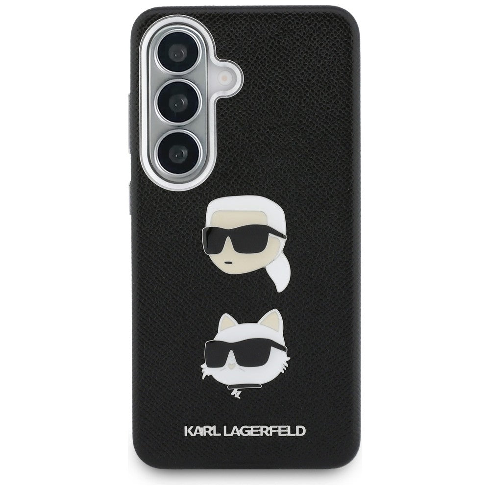 Custodia per Samsung Galaxy S26 S942, Karl Lagerfeld, Saffiano Karl & Choupette's Head Pin, Nera