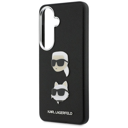 Custodia per Samsung Galaxy S26 S942, Karl Lagerfeld, Saffiano Karl & Choupette's Head Pin, Nera