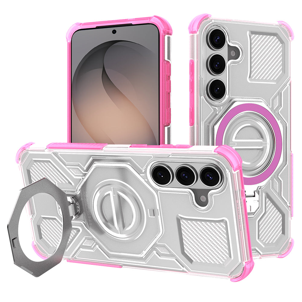 Custodia per Samsung Galaxy S26, Techsuit, Carbon Shield Pro, Rosa.