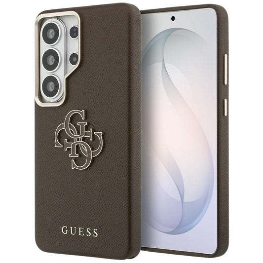 Custodia per Samsung Galaxy S26 Ultra S948, Guess, 4G Grained Big and Classic Logo, Marrone