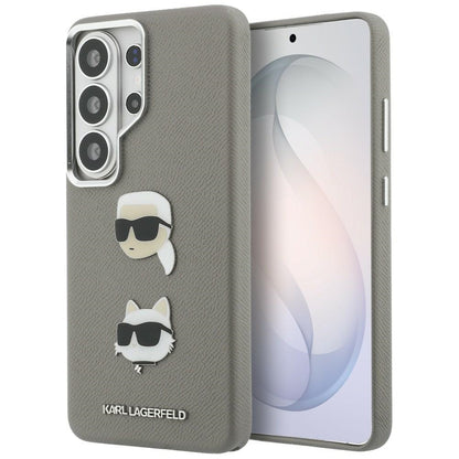 Custodia per Samsung Galaxy S26 Ultra S948, Karl Lagerfeld, Saffiano Karl & Choupette's Head Pin, Grigio