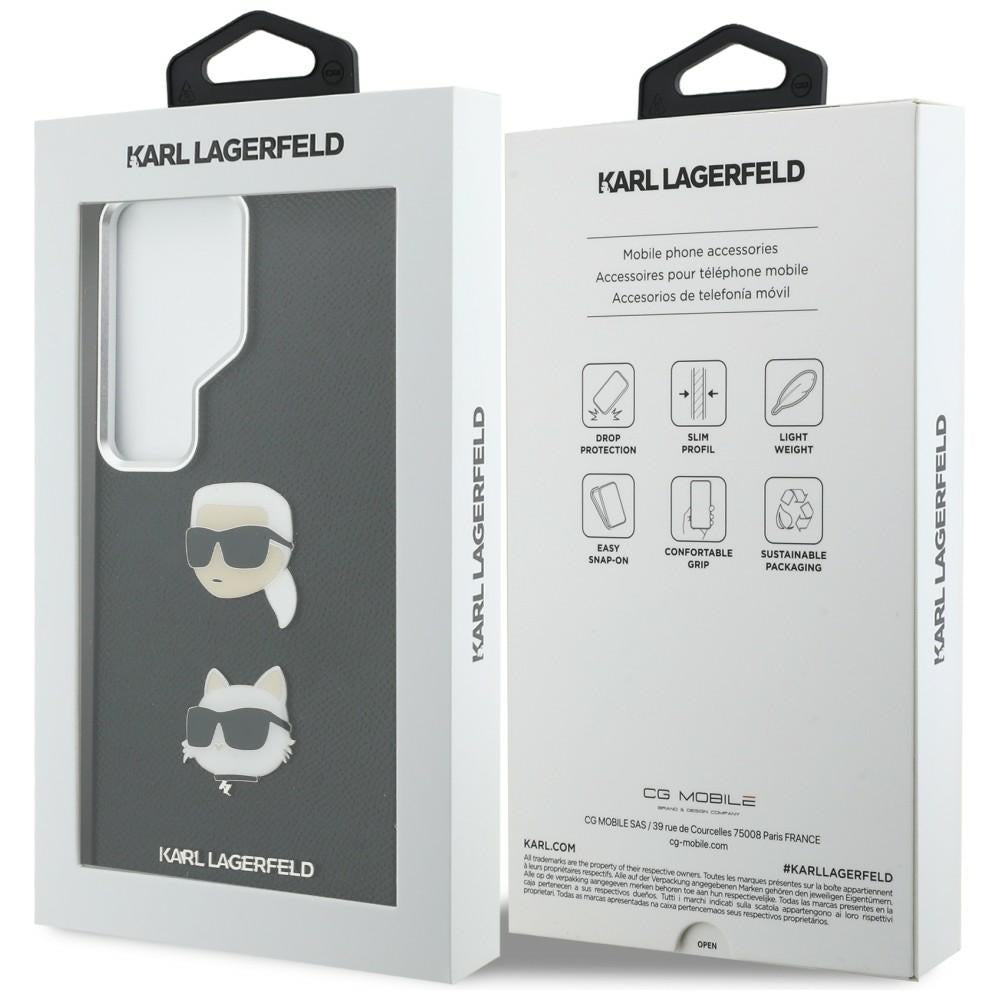 Custodia per Samsung Galaxy S26 Ultra S948, Karl Lagerfeld, Saffiano Karl & Choupette's Head Pin, Nera