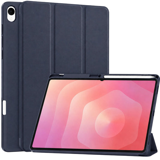 Custodia per Samsung Galaxy Tab S12 Plus, Techsuit, Flex Trifold, Blu Scuro