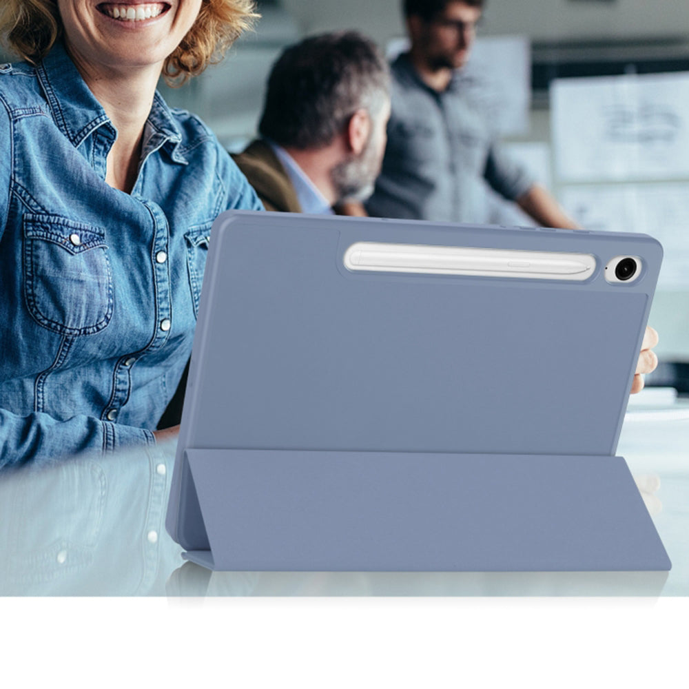 Custodia per Samsung Galaxy Tab S10 FE / Tab S9 FE / Tab S9, Techsuit, Flex Trifold, Grigio