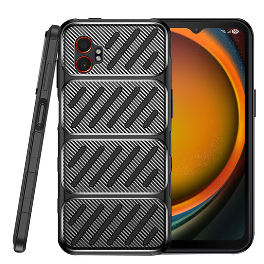 Custodia per Samsung Galaxy XCover7 Pro, Techsuit, CarbonFiber, Nera